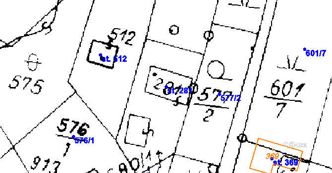 Parcela st. 281 v KÚ Písek u Jablunkova, Katastrální mapa
