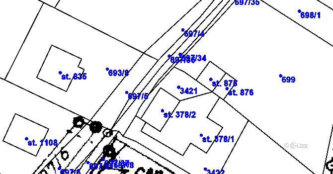 Parcela st. 378/3 v KÚ Písek u Jablunkova, Katastrální mapa