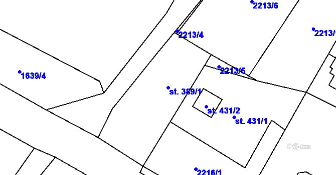 Parcela st. 389/1 v KÚ Písek u Jablunkova, Katastrální mapa