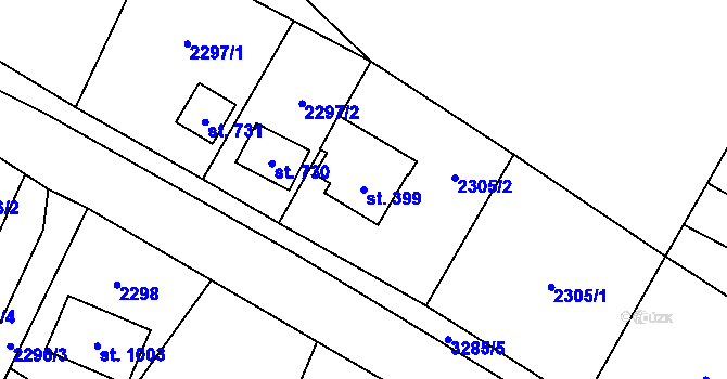 Parcela st. 399 v KÚ Písek u Jablunkova, Katastrální mapa