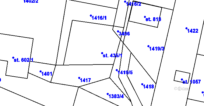 Parcela st. 435/1 v KÚ Písek u Jablunkova, Katastrální mapa