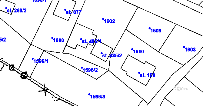 Parcela st. 485/2 v KÚ Písek u Jablunkova, Katastrální mapa