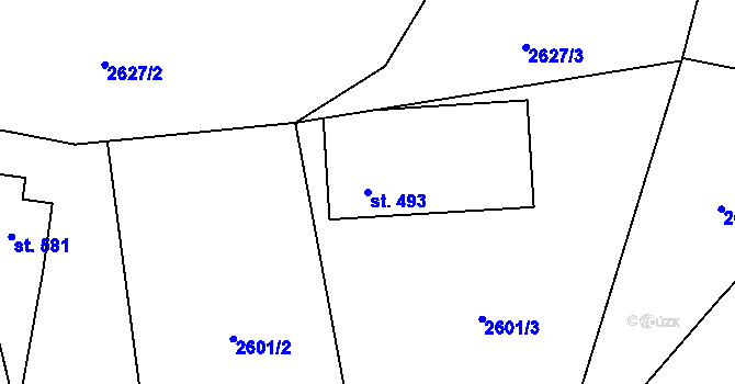 Parcela st. 493 v KÚ Písek u Jablunkova, Katastrální mapa