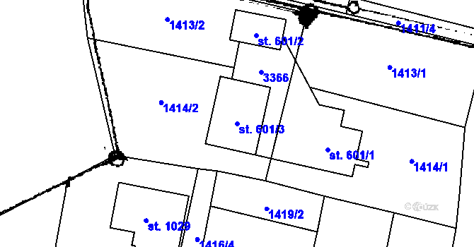 Parcela st. 601/3 v KÚ Písek u Jablunkova, Katastrální mapa