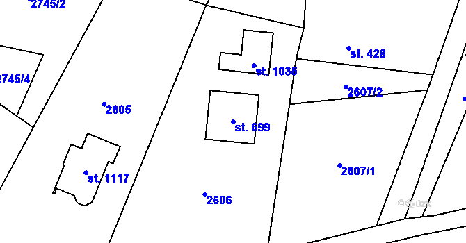 Parcela st. 699 v KÚ Písek u Jablunkova, Katastrální mapa