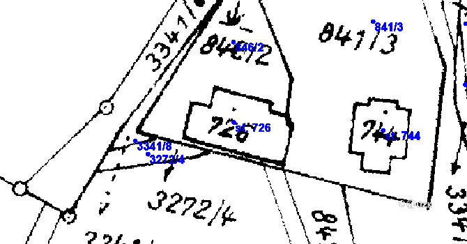 Parcela st. 726 v KÚ Písek u Jablunkova, Katastrální mapa