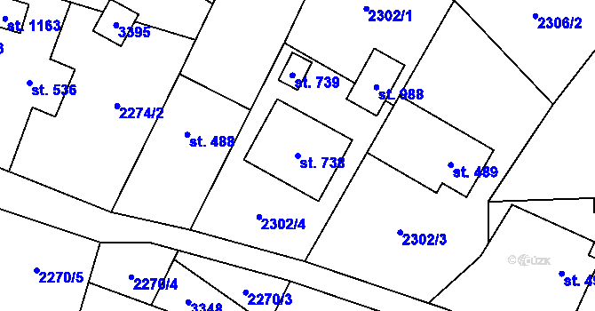 Parcela st. 738 v KÚ Písek u Jablunkova, Katastrální mapa