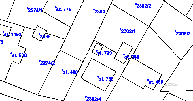 Parcela st. 739 v KÚ Písek u Jablunkova, Katastrální mapa