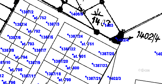 Parcela st. 751 v KÚ Písek u Jablunkova, Katastrální mapa