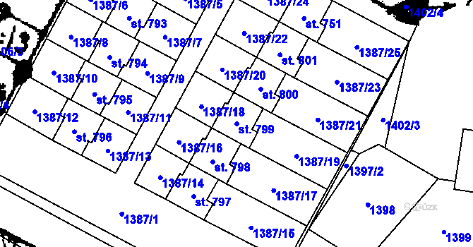 Parcela st. 799 v KÚ Písek u Jablunkova, Katastrální mapa