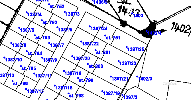 Parcela st. 801 v KÚ Písek u Jablunkova, Katastrální mapa
