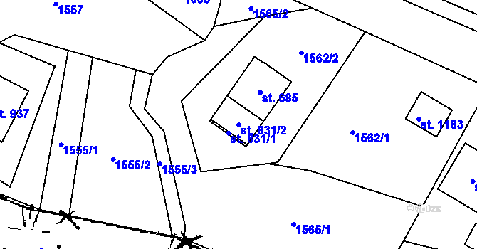 Parcela st. 831/2 v KÚ Písek u Jablunkova, Katastrální mapa