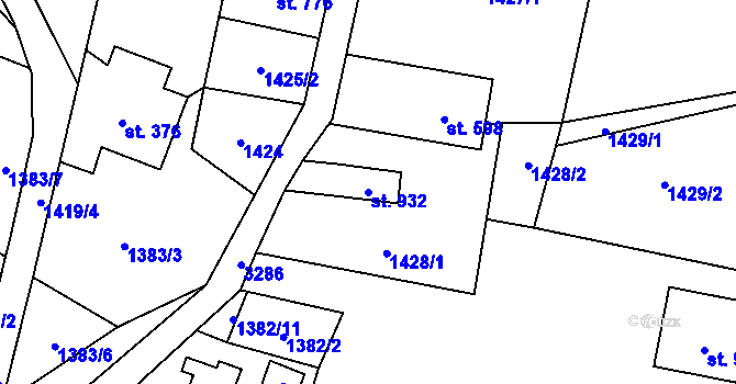Parcela st. 932 v KÚ Písek u Jablunkova, Katastrální mapa