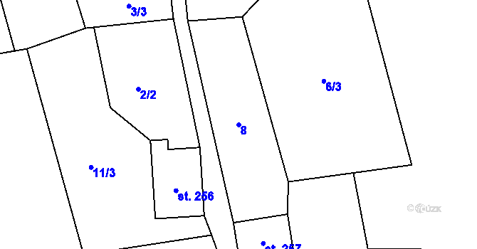 Parcela st. 8 v KÚ Písek u Jablunkova, Katastrální mapa