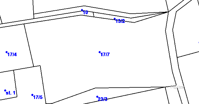 Parcela st. 17/7 v KÚ Písek u Jablunkova, Katastrální mapa