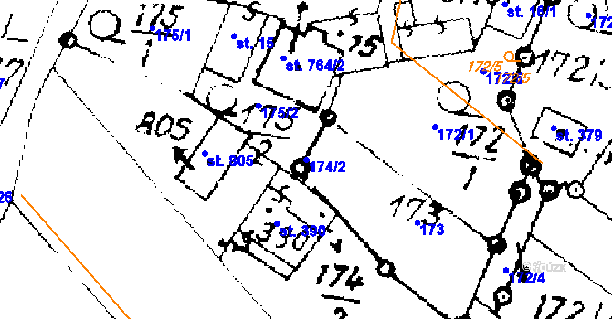 Parcela st. 174/2 v KÚ Písek u Jablunkova, Katastrální mapa
