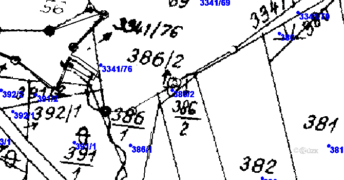 Parcela st. 386/2 v KÚ Písek u Jablunkova, Katastrální mapa