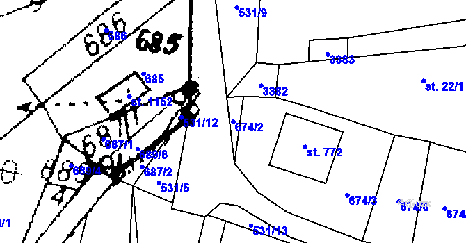 Parcela st. 674/2 v KÚ Písek u Jablunkova, Katastrální mapa