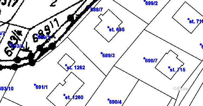 Parcela st. 689/3 v KÚ Písek u Jablunkova, Katastrální mapa