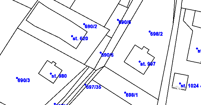 Parcela st. 690/5 v KÚ Písek u Jablunkova, Katastrální mapa