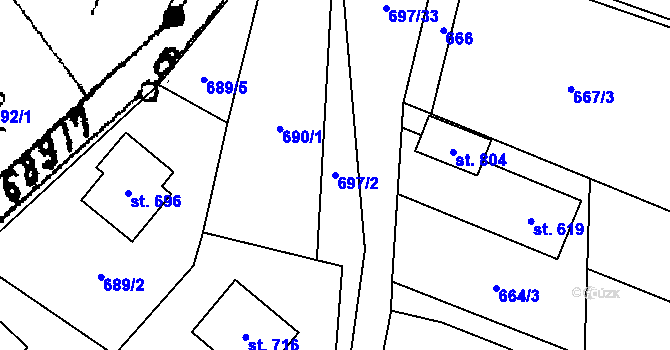 Parcela st. 697/2 v KÚ Písek u Jablunkova, Katastrální mapa