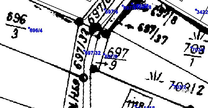 Parcela st. 697/9 v KÚ Písek u Jablunkova, Katastrální mapa