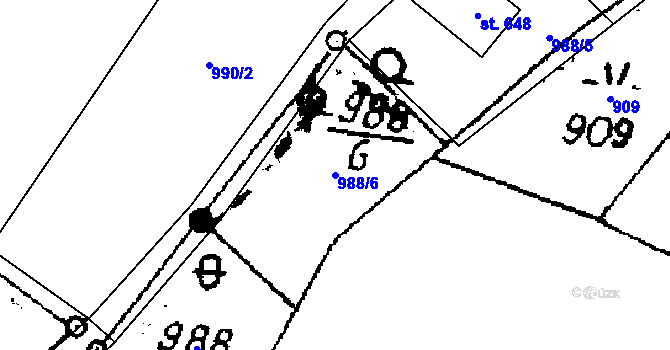 Parcela st. 988/6 v KÚ Písek u Jablunkova, Katastrální mapa