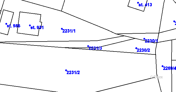 Parcela st. 2231/3 v KÚ Písek u Jablunkova, Katastrální mapa