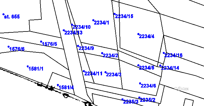 Parcela st. 2234/2 v KÚ Písek u Jablunkova, Katastrální mapa