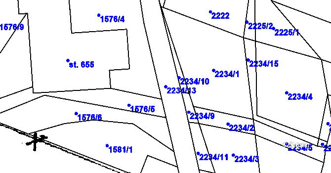 Parcela st. 2234/13 v KÚ Písek u Jablunkova, Katastrální mapa