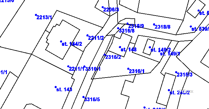 Parcela st. 2316/2 v KÚ Písek u Jablunkova, Katastrální mapa