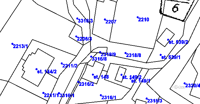 Parcela st. 2318/9 v KÚ Písek u Jablunkova, Katastrální mapa