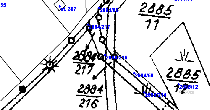 Parcela st. 2884/216 v KÚ Písek u Jablunkova, Katastrální mapa