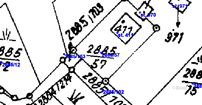 Parcela st. 2885/57 v KÚ Písek u Jablunkova, Katastrální mapa
