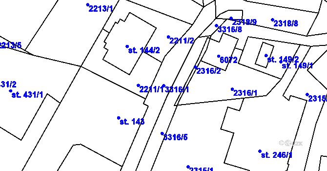 Parcela st. 3316/1 v KÚ Písek u Jablunkova, Katastrální mapa