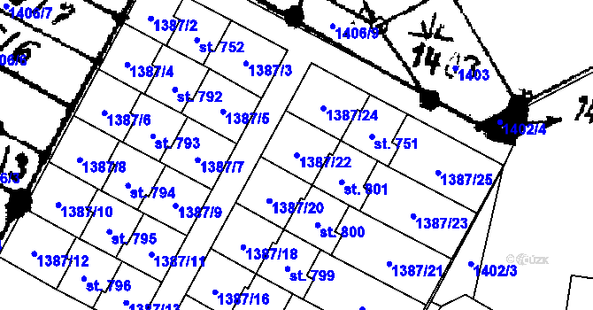 Parcela st. 1387/22 v KÚ Písek u Jablunkova, Katastrální mapa