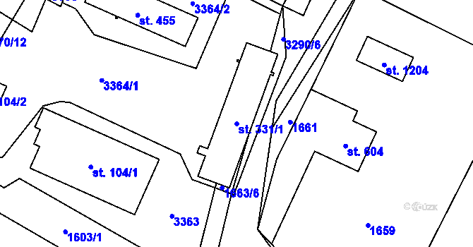 Parcela st. 331/1 v KÚ Písek u Jablunkova, Katastrální mapa