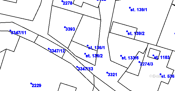 Parcela st. 136/1 v KÚ Písek u Jablunkova, Katastrální mapa
