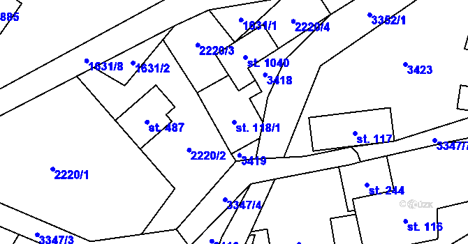 Parcela st. 118/1 v KÚ Písek u Jablunkova, Katastrální mapa
