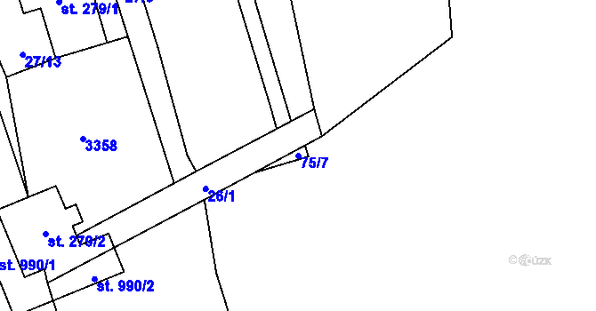 Parcela st. 75/7 v KÚ Písek u Jablunkova, Katastrální mapa