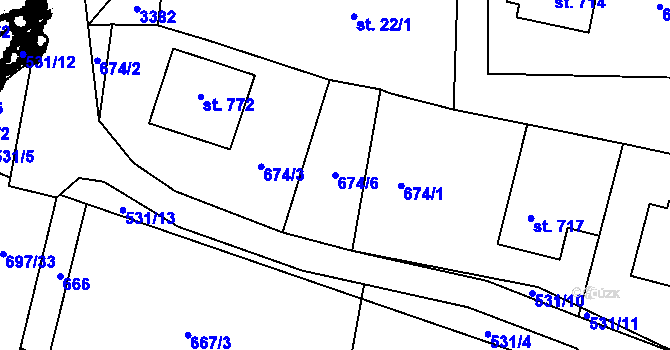 Parcela st. 674/6 v KÚ Písek u Jablunkova, Katastrální mapa