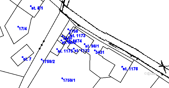 Parcela st. 98/1 v KÚ Písek u Jablunkova, Katastrální mapa