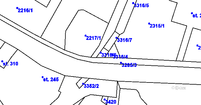 Parcela st. 3316/6 v KÚ Písek u Jablunkova, Katastrální mapa
