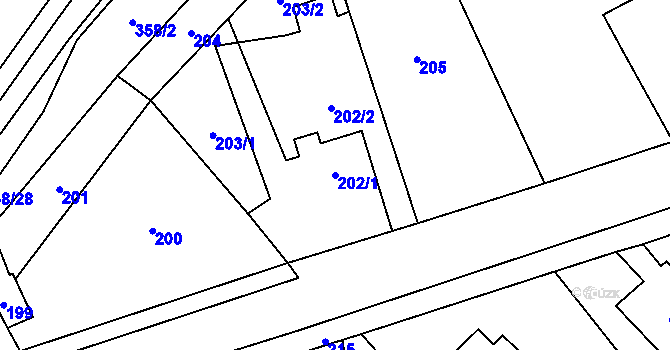 Parcela st. 202/1 v KÚ Pískov, Katastrální mapa