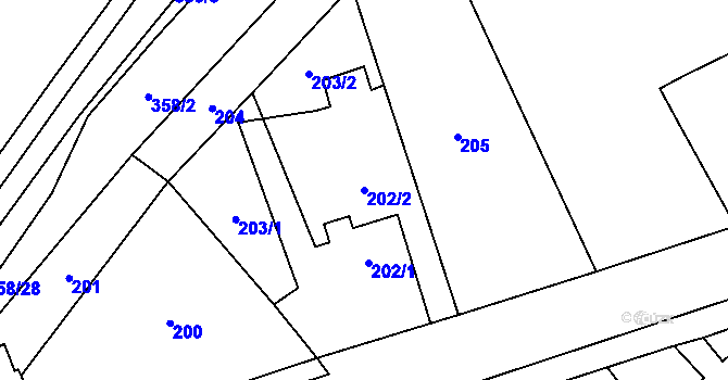Parcela st. 202/2 v KÚ Pískov, Katastrální mapa