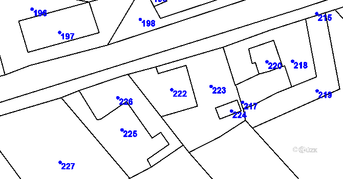 Parcela st. 222 v KÚ Pískov, Katastrální mapa