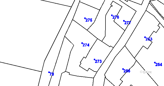 Parcela st. 274 v KÚ Pískov, Katastrální mapa
