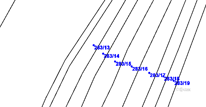 Parcela st. 283/14 v KÚ Pískov, Katastrální mapa