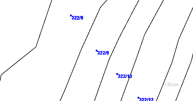 Parcela st. 322/9 v KÚ Pískov, Katastrální mapa