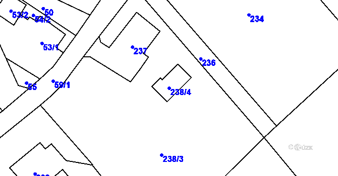 Parcela st. 238/4 v KÚ Pískov, Katastrální mapa
